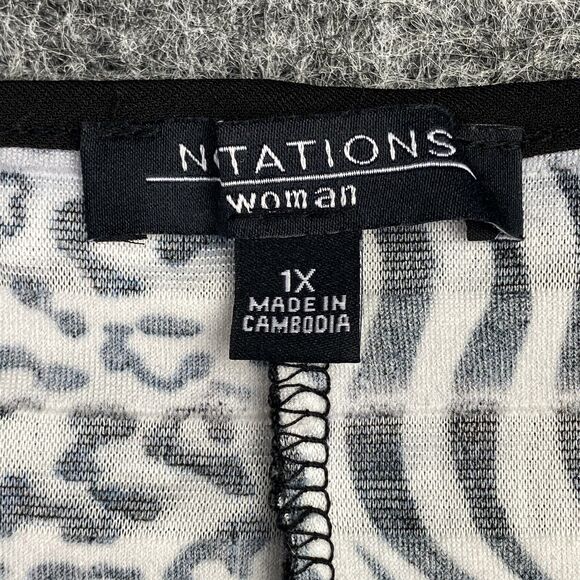 Notations Blouse Womens 1X Plus‎ Size Ruffled Sequin Top Zebre Cheetah Print - Picture 7 of 12